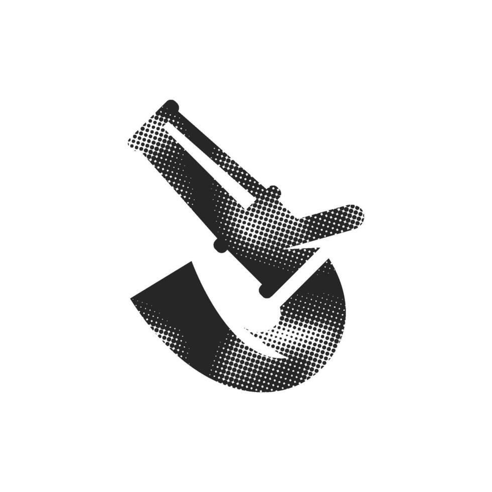 Fireman water hose icon in halftone style. Black and white monochrome illustration. vector