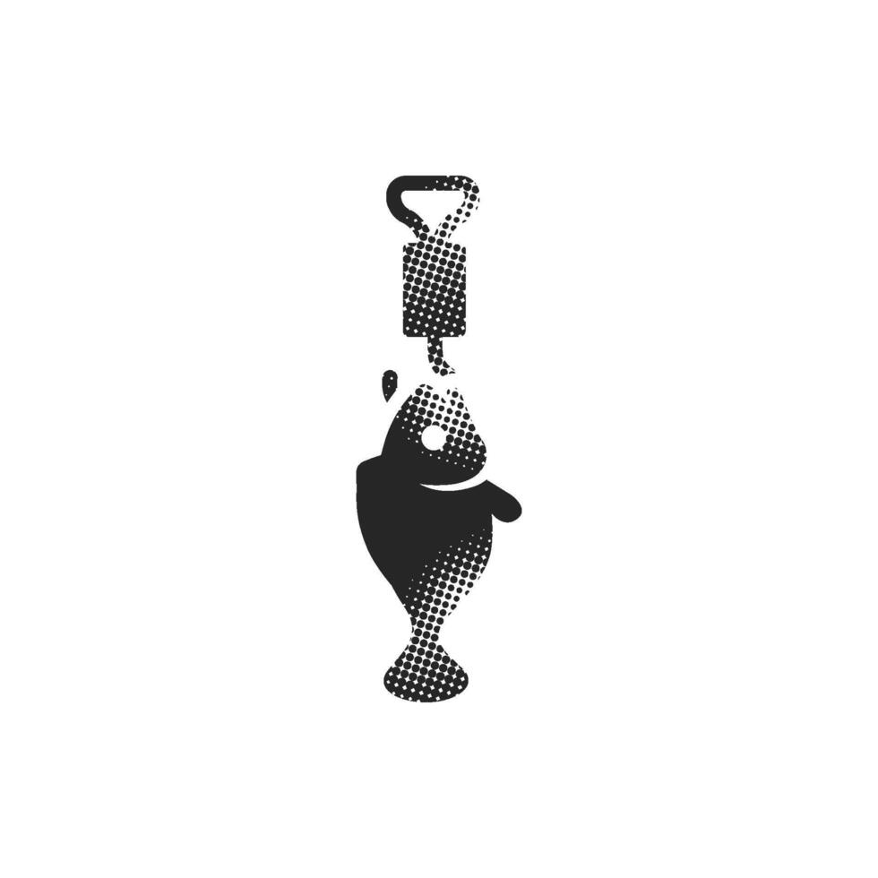 Fishing scale icon in halftone style. Black and white monochrome illustration. vector