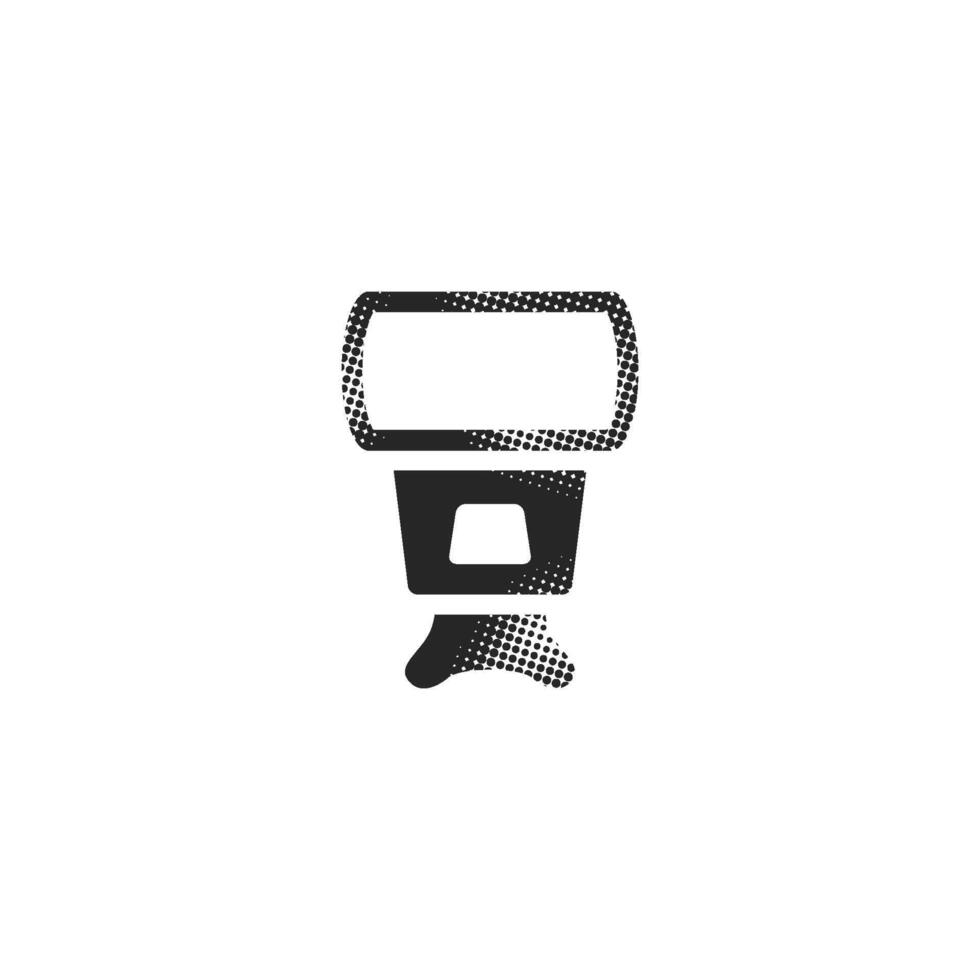 Camera flash icon in halftone style. Black and white monochrome illustration. vector