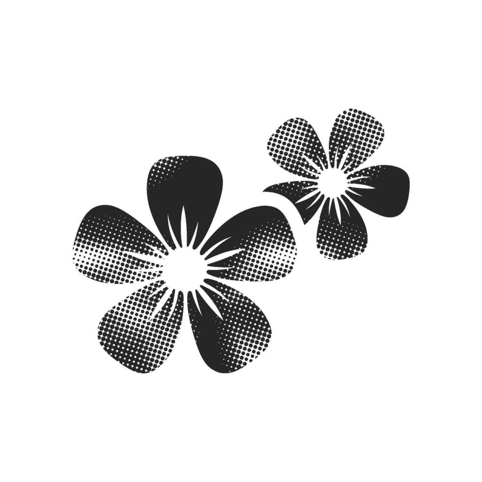 Jasmine flowers icon in halftone style. Black and white monochrome illustration. vector