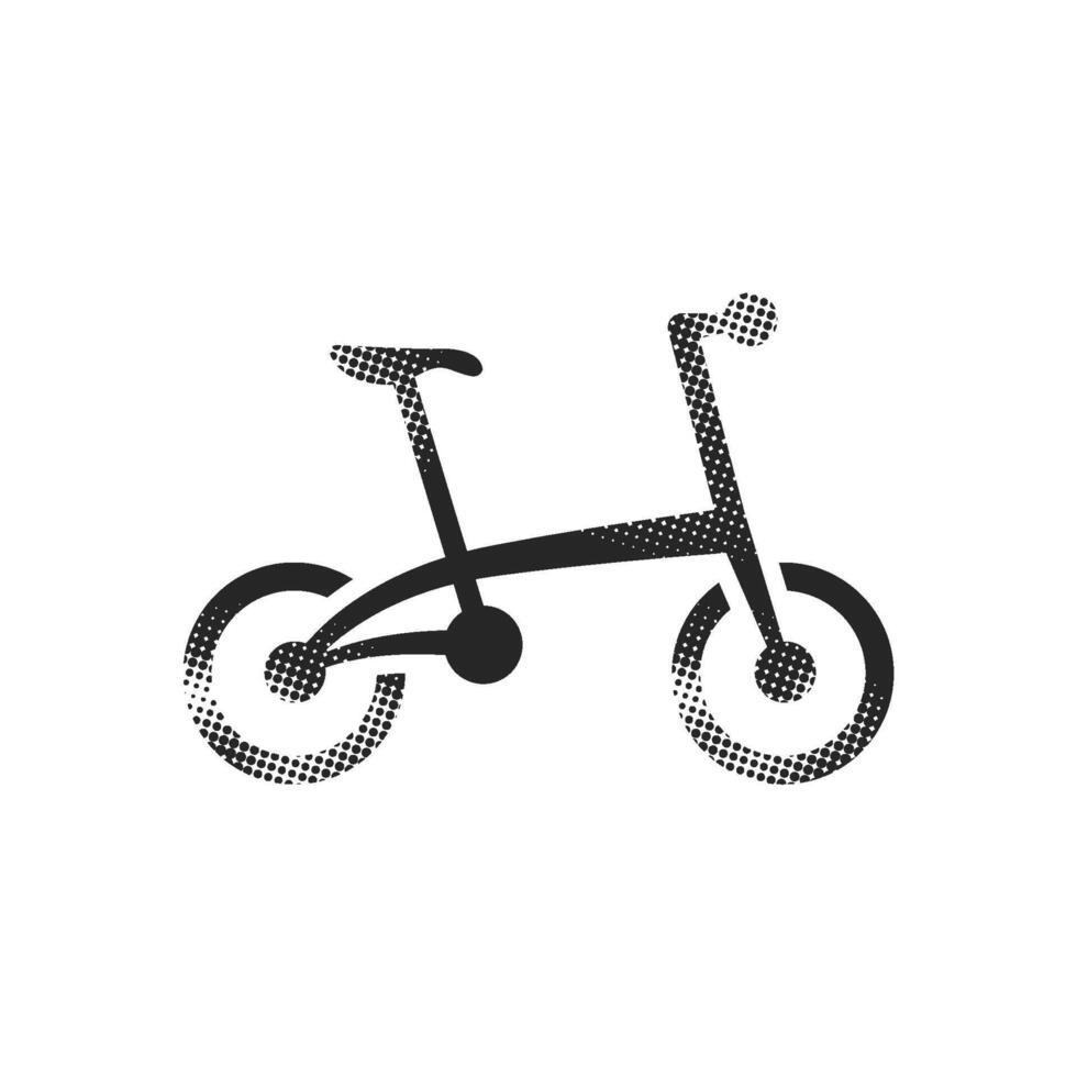 Bicycle icon in halftone style. Black and white monochrome illustration. vector