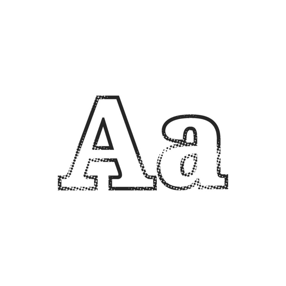 Font icon in halftone style. Black and white monochrome illustration. vector