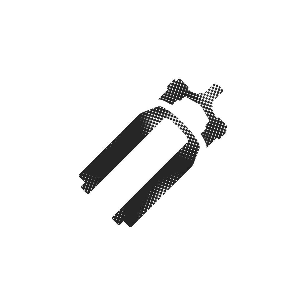 Bicycle suspension fork icon in halftone style. Black and white monochrome illustration. vector