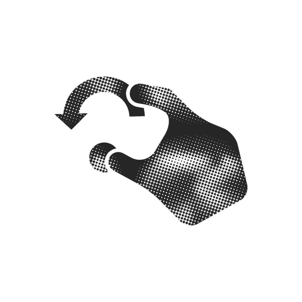 Finger gesture icon in halftone style. Black and white monochrome vector