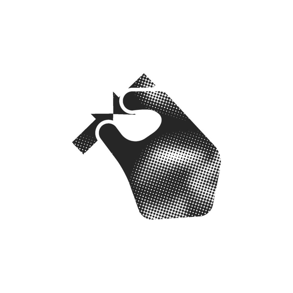 Finger gesture icon in halftone style. Black and white monochrome. vector
