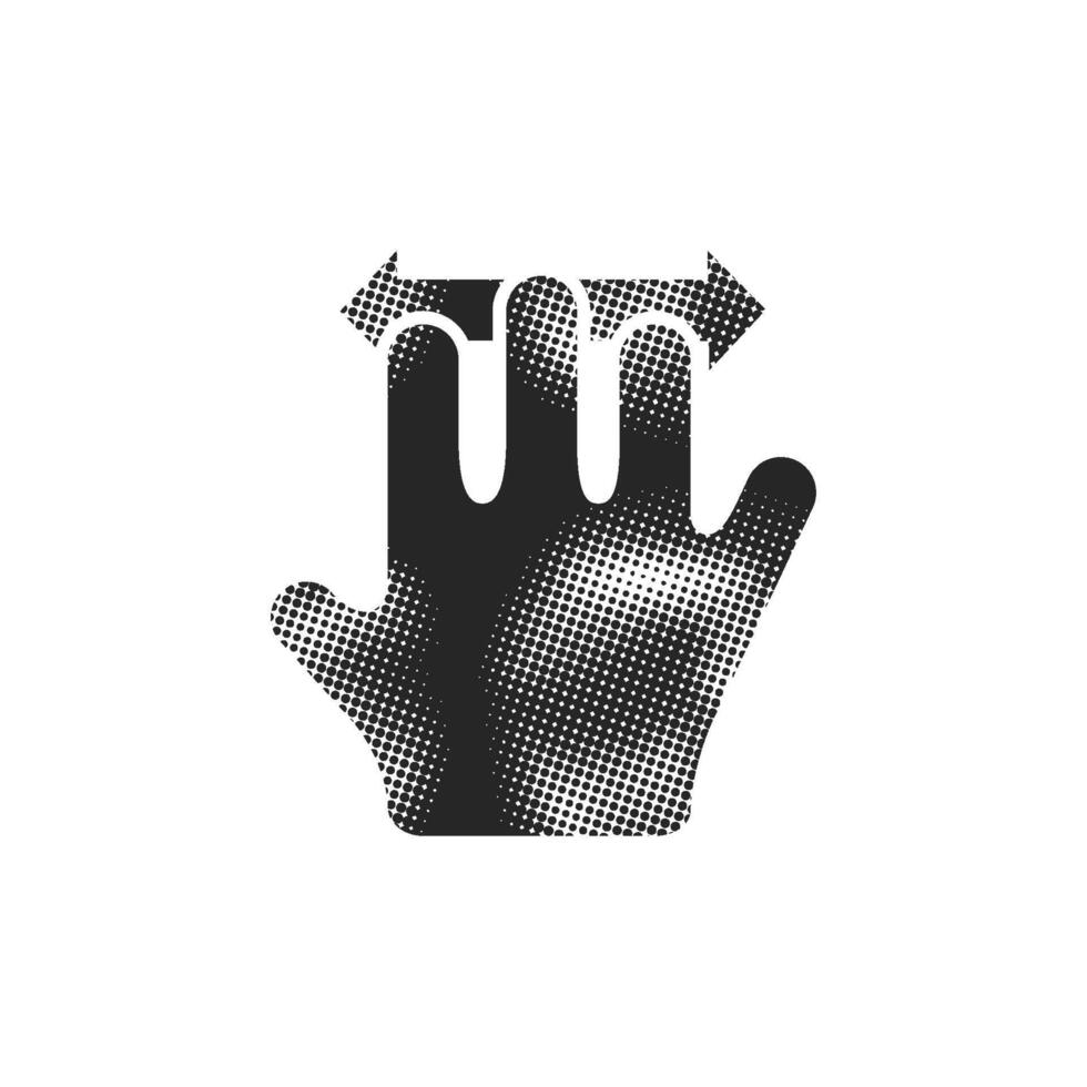 Finger gesture icon in halftone style. Black and white monochrome illustration vector