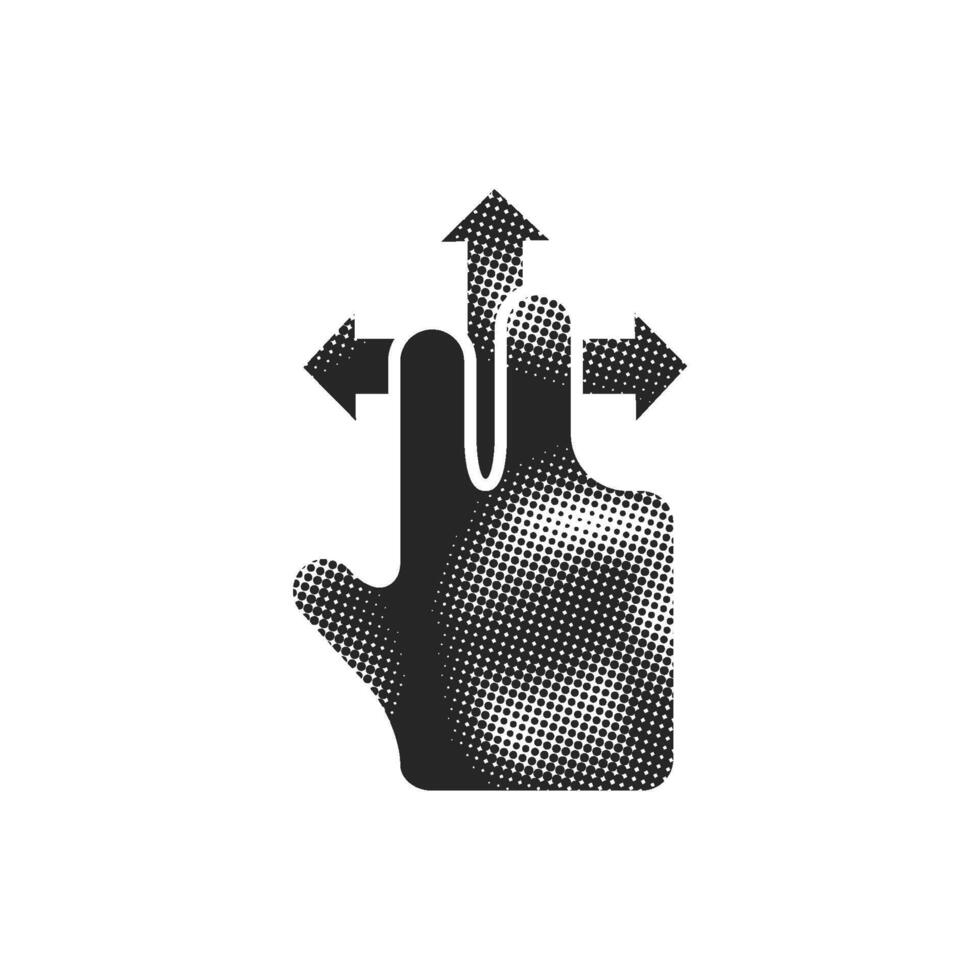 Finger gesture icon in halftone style black and white vector
