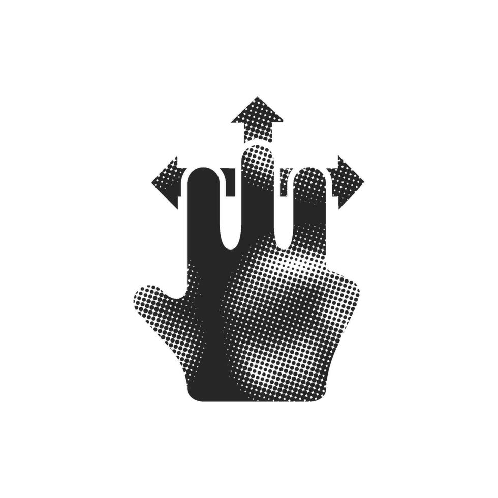 Finger gesture icon in halftone style. Black and white illustration vector