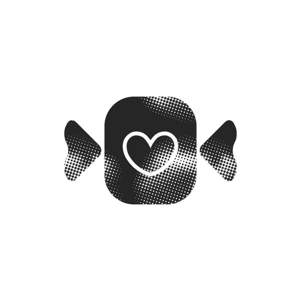 Candy icon in halftone style. Black and white illustration. vector