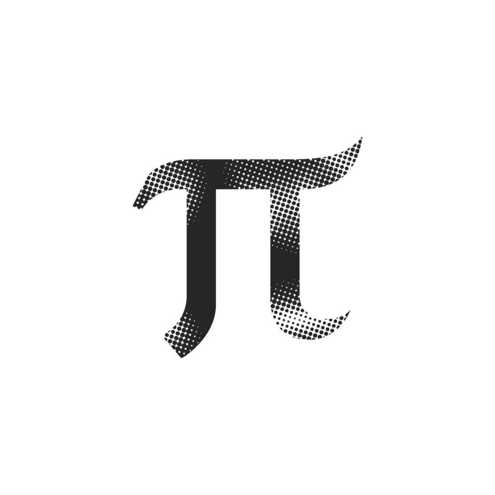 Greek alphabet icon in halftone style. Black and white monochrome illustration. vector