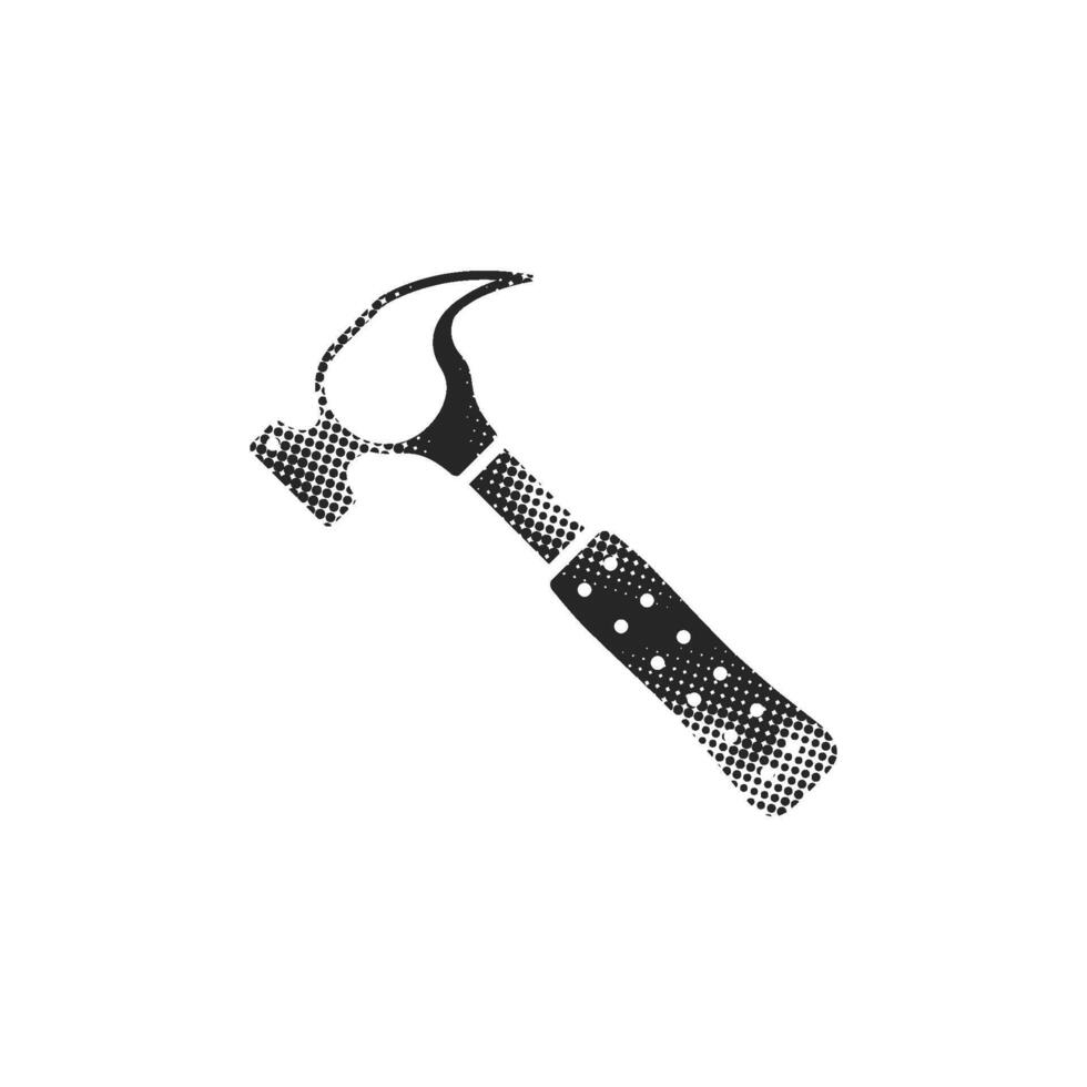 Hammer icon in halftone style. Black and white monochrome illustration. vector