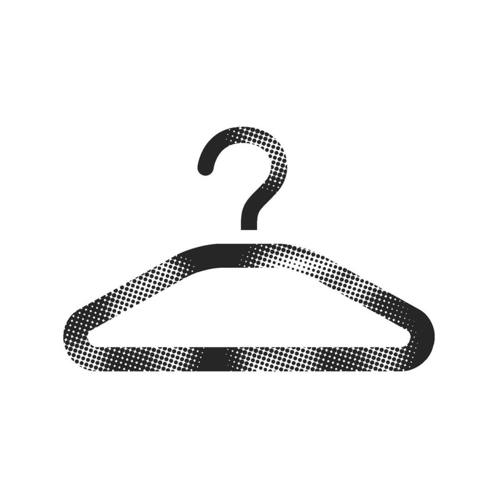 Clothes hanger icon in halftone style. Black and white monochrome illustration. vector