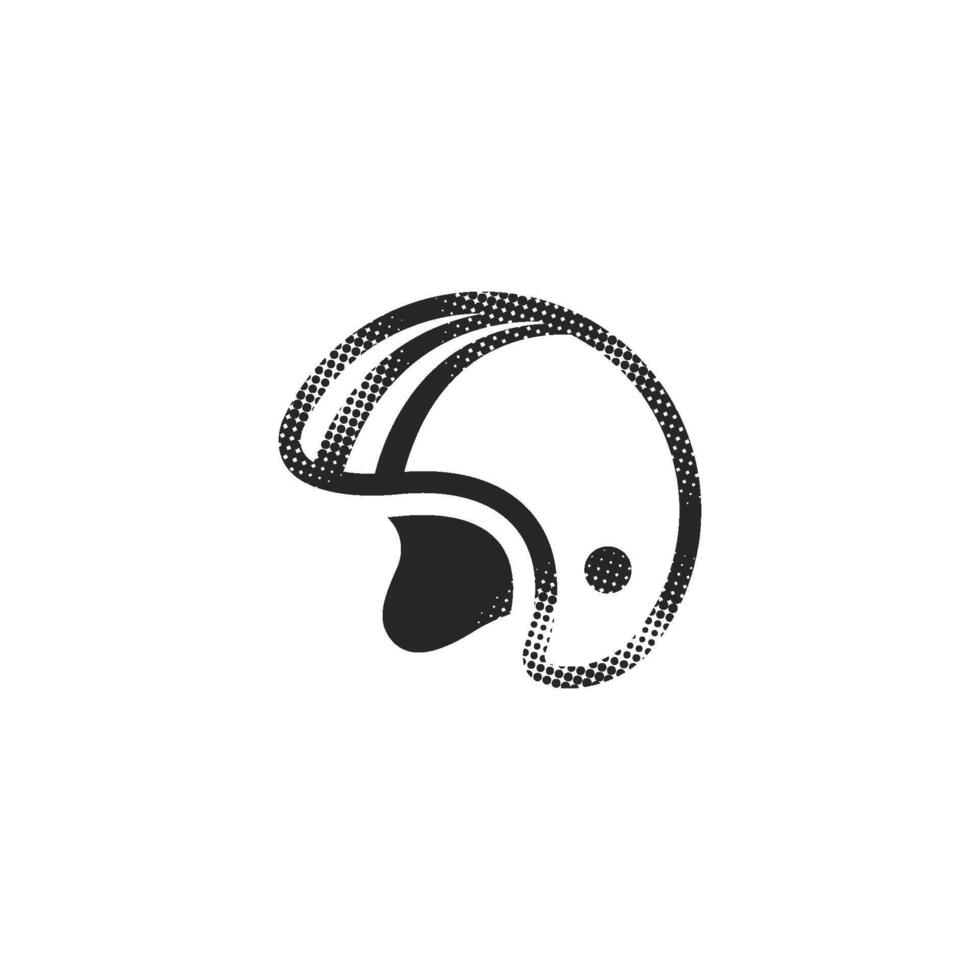 Motorcycle helmet icon in halftone style. Black and white monochrome illustration. vector