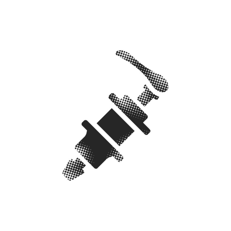 Bicycle hub icon in halftone style. Black and white monochrome illustration. vector