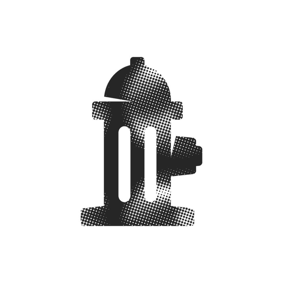 Hydrant icon in halftone style. Black and white monochrome illustration. vector