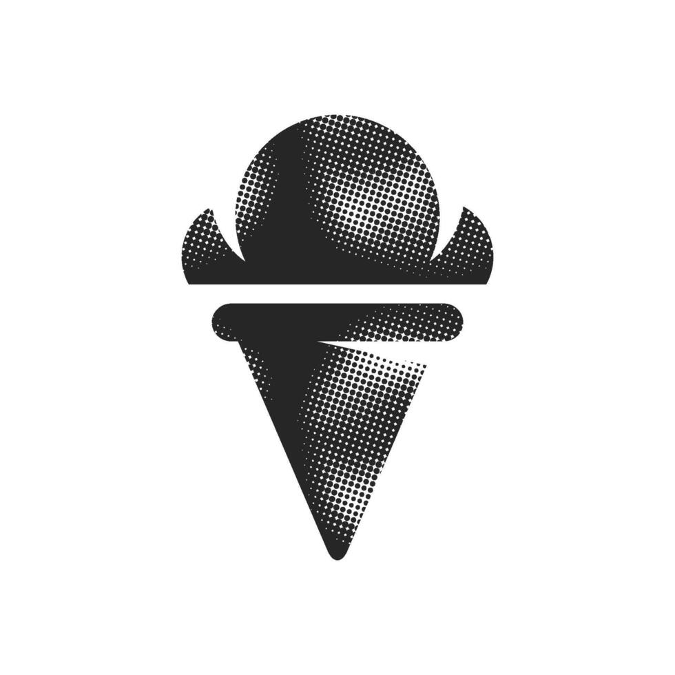 Ice cream icon in halftone style. Black and white illustration. vector