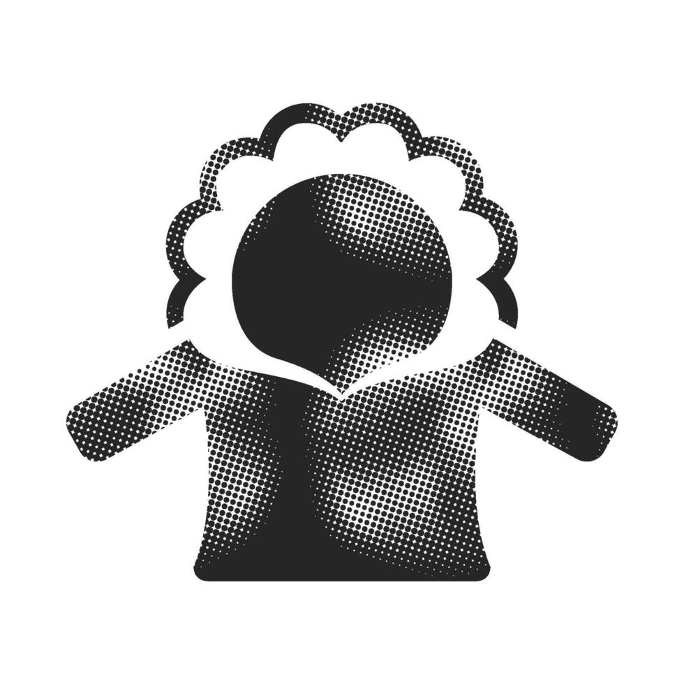Jacket icon in halftone style. Black and white monochrome illustration. vector