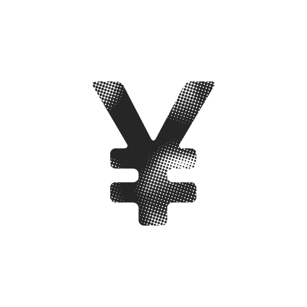 Japan Yen symbol icon in halftone style. Black and white monochrome illustration. vector