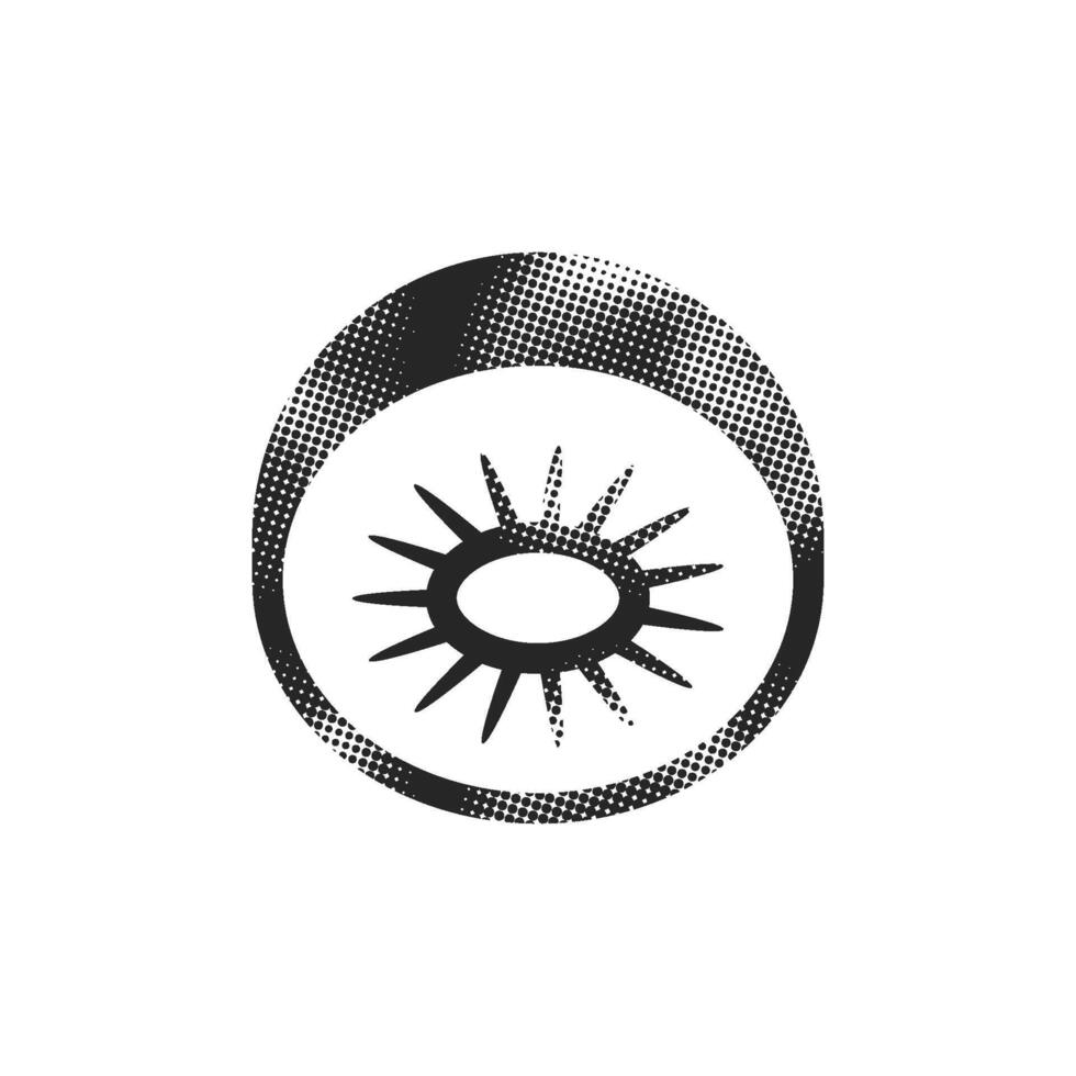 Kiwi fruit icon in halftone style. Black and white monochrome illustration. vector