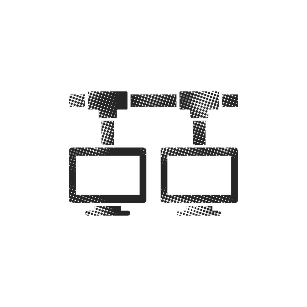 Local area network icon in halftone style. Black and white monochrome illustration. vector