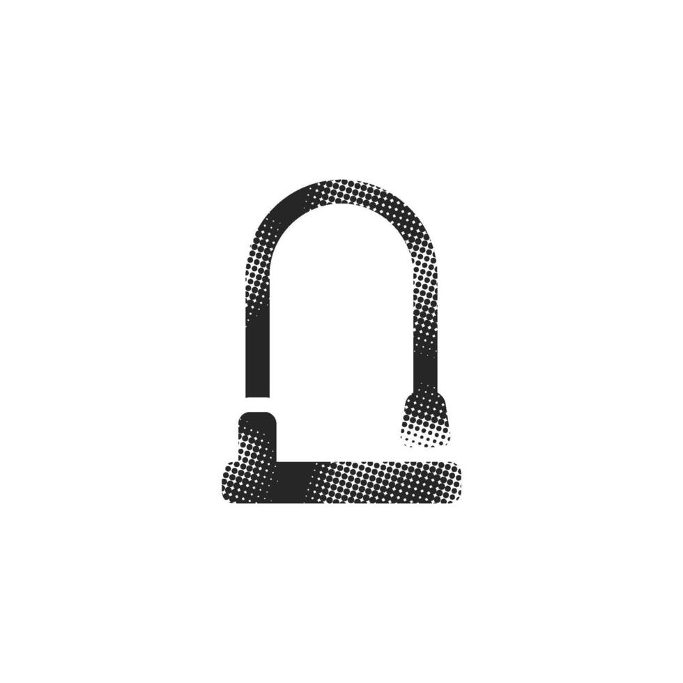 Bicycle lock in halftone style. Black and white monochrome illustration. vector