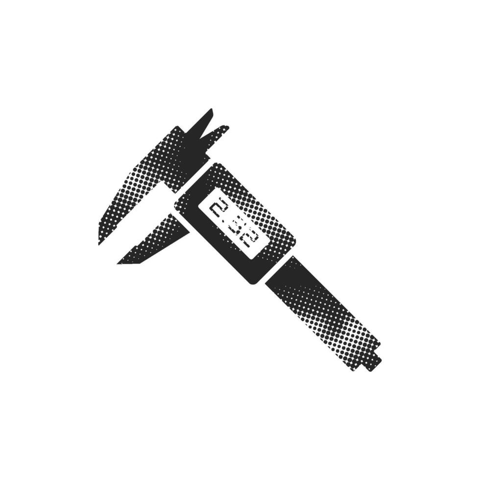 Dial caliper icon in halftone style. Black and white monochrome illustration. vector