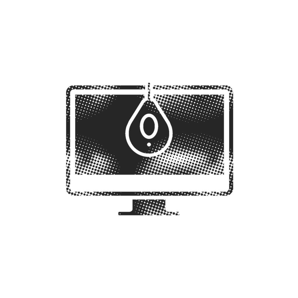 Monitor calibration icon in halftone style. Black and white monochrome illustration. vector
