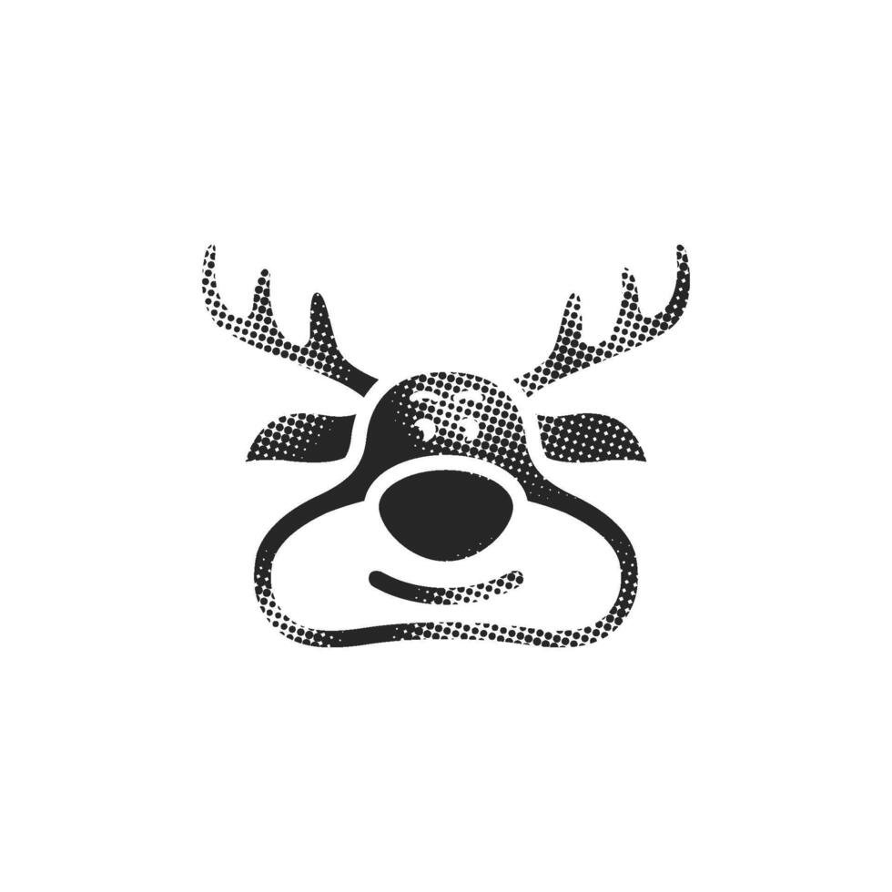 Reindeer the moose icon in halftone style. Black and white monochrome illustration. vector