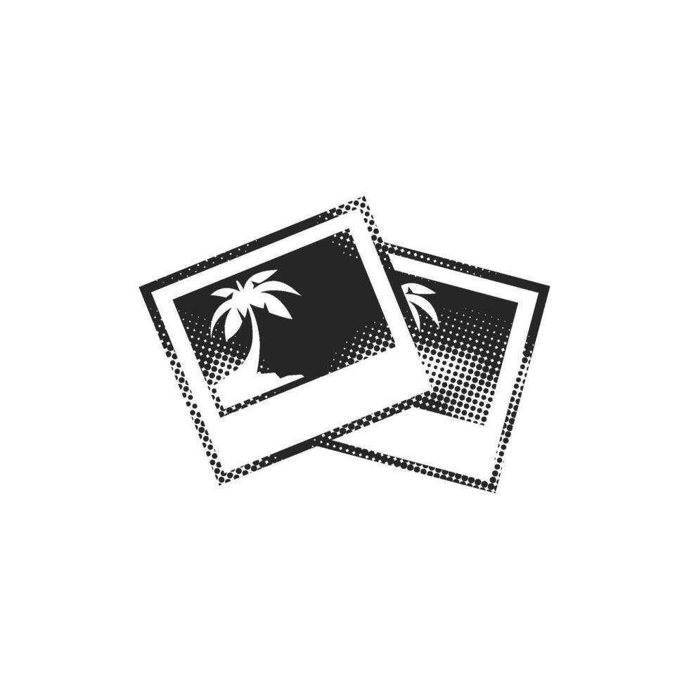 Photo frames icon in halftone style. Black and white monochrome illustration. vector