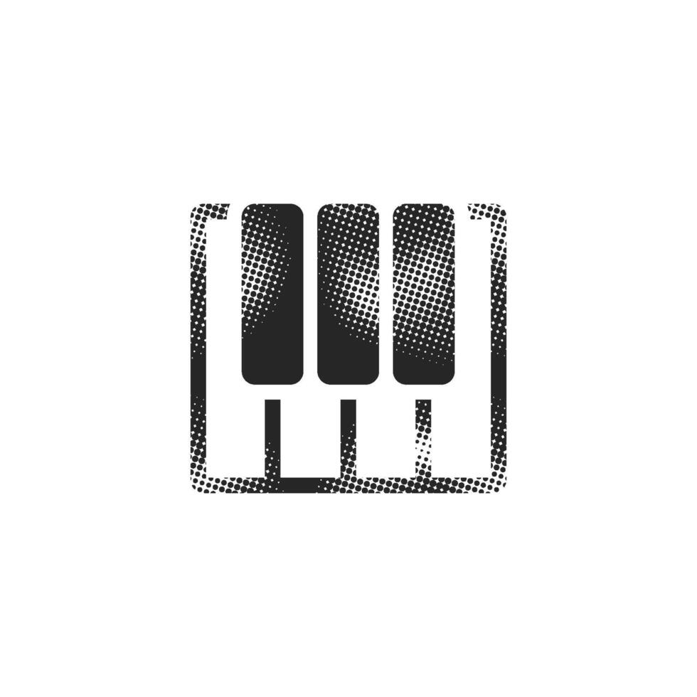 Piano keys icon in halftone style. Black and white monochrome illustration. vector