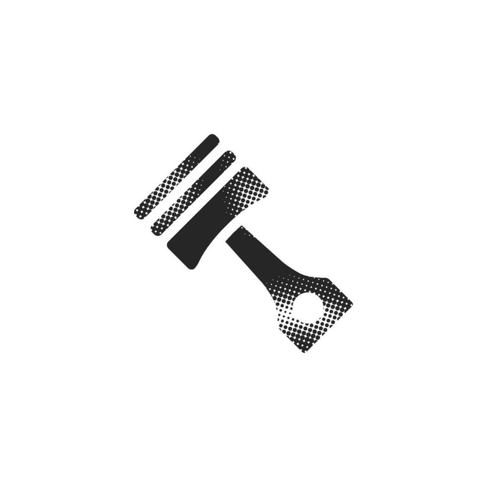 Piston icon in halftone style. Black and white monochrome illustration. vector