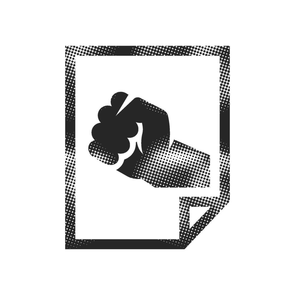 Hand fist icon in halftone style. Black and white monochrome illustration. vector