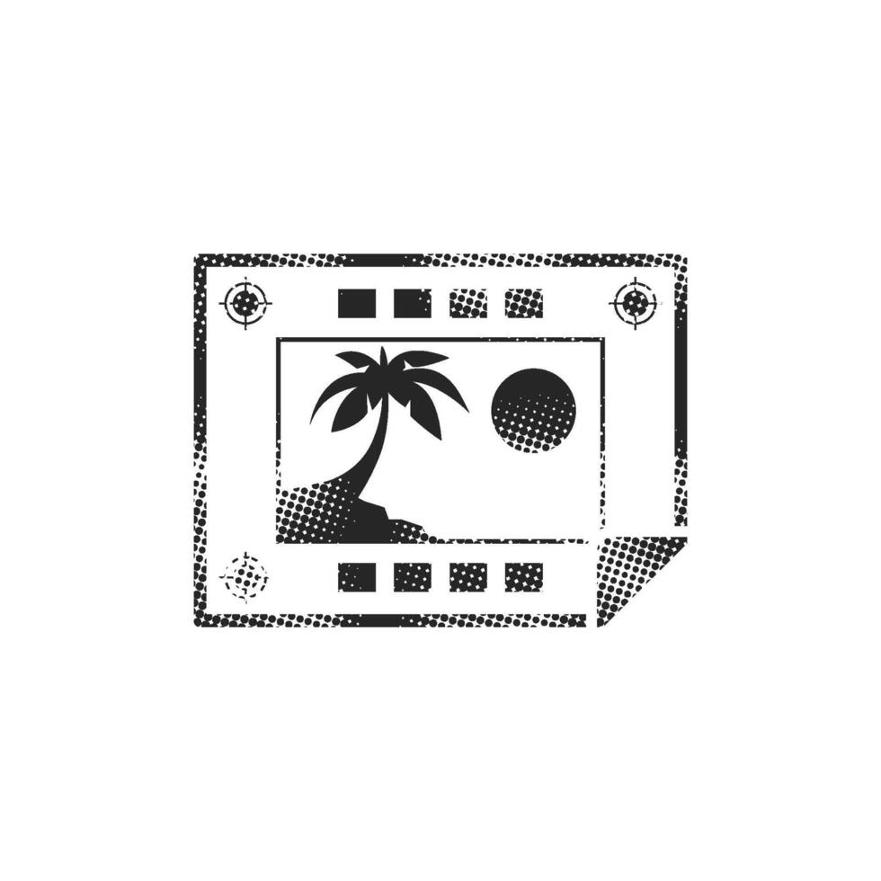 Print proof icon in halftone style. Black and white monochrome illustration. vector