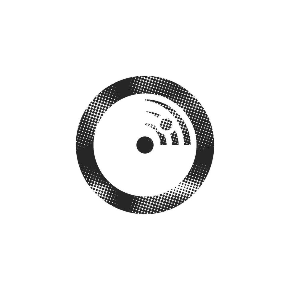 Radar icon in halftone style. Black and white monochrome illustration. vector