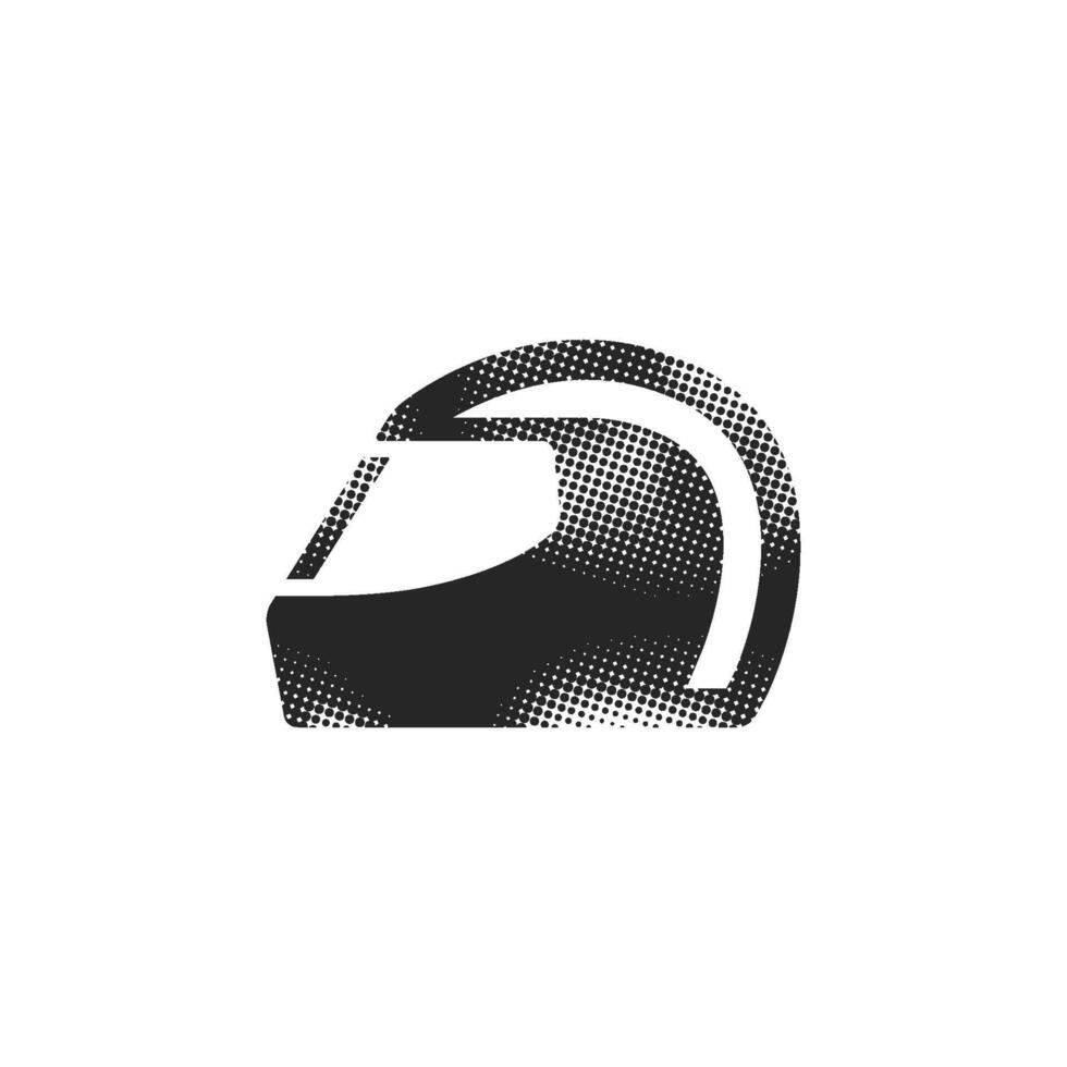 Motorcycle helmet icon in halftone style. Black and white illustration. vector