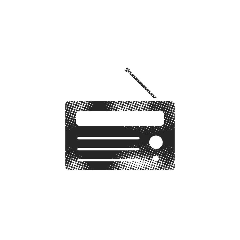 Radio icon in halftone style. Black and white monochrome illustration. vector
