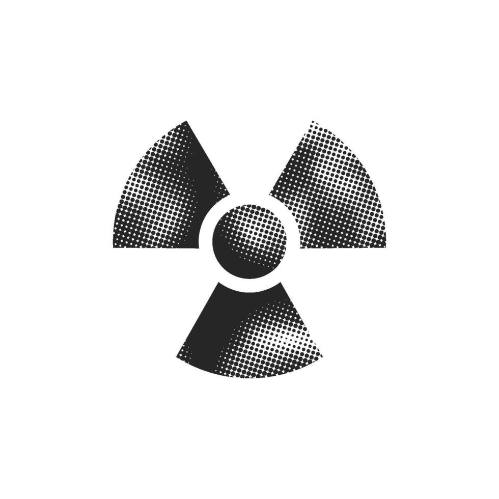 Radioactive symbol icon in halftone style. Black and white monochrome illustration. vector