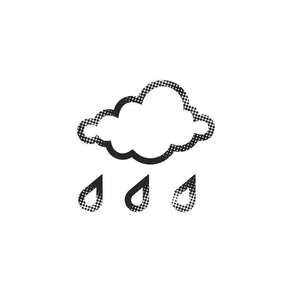 Rainy icon in halftone style. Black and white monochrome illustration. vector