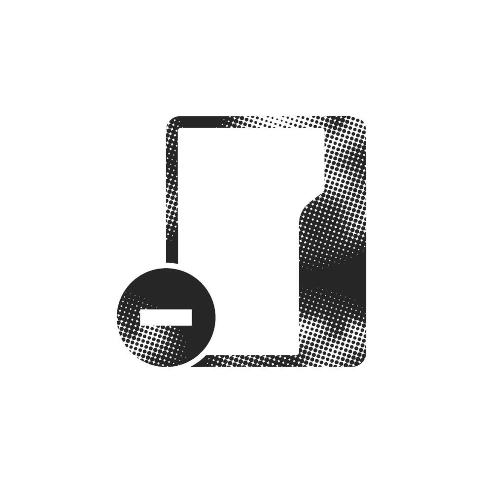 Folder icon in halftone style. Black and white monochrome illustration vector