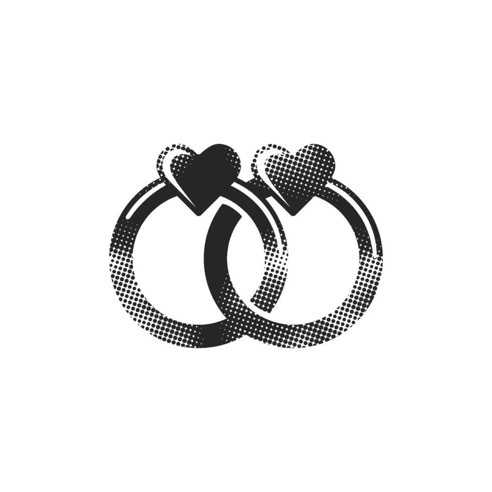 Wedding ring icon in halftone style black and white illustration vector