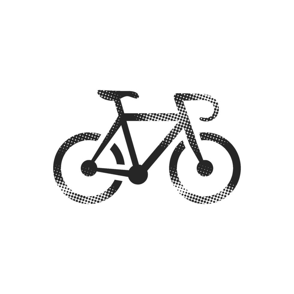 Road bicycle icon in halftone style. Black and white monochrome vector