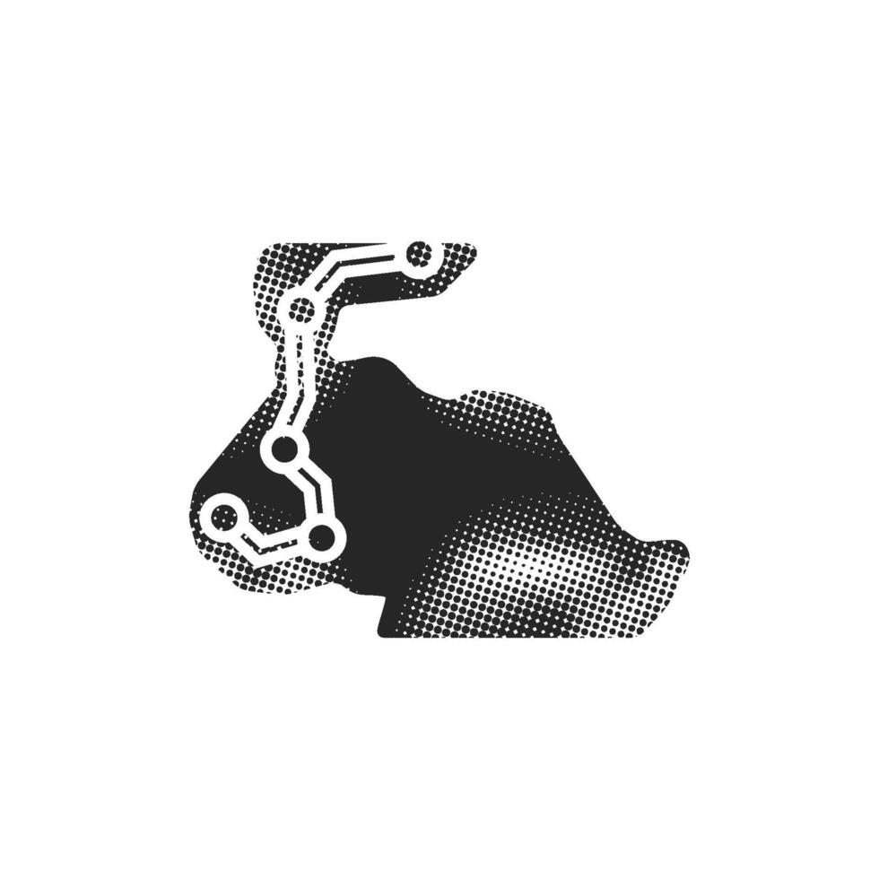 Rally route map icon in halftone style. Black and white monochrome illustration. vector