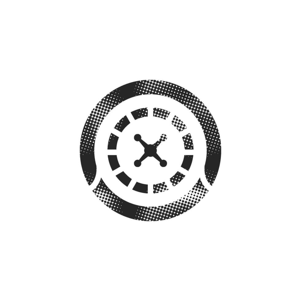 Roulette table icon in halftone style. Black and white monochrome illustration. vector
