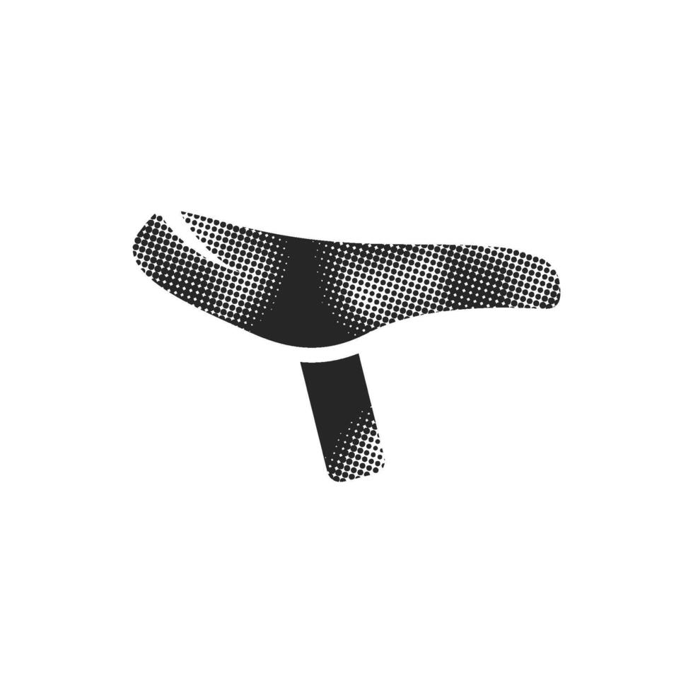 Bicycle saddle icon in halftone style. Black and white monochrome illustration. vector