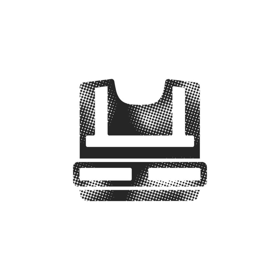 Safety vest icon in halftone style. Black and white monochrome illustration. vector