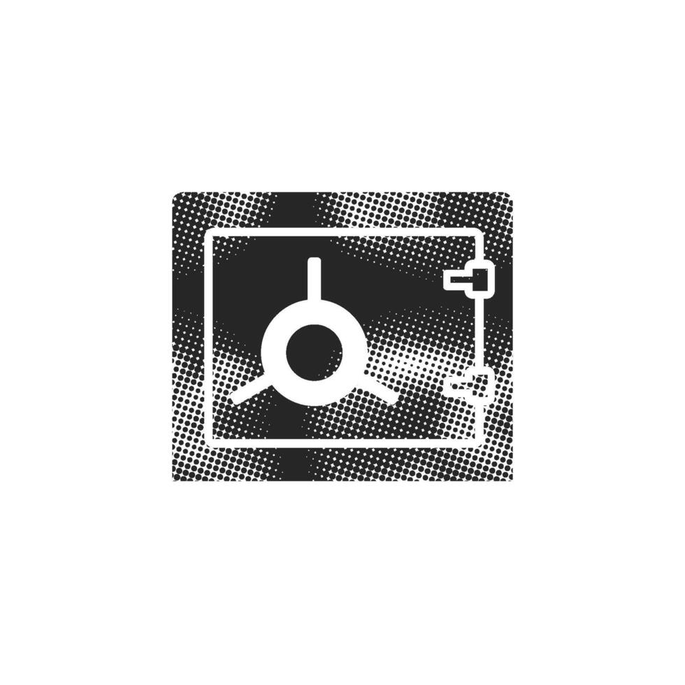 Safe box icon in halftone style. Black and white monochrome illustration. vector