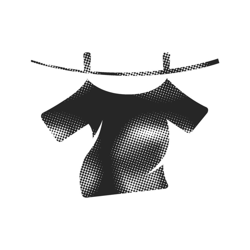 Clothes hang icon in halftone style. Black and white monochrome illustration. vector