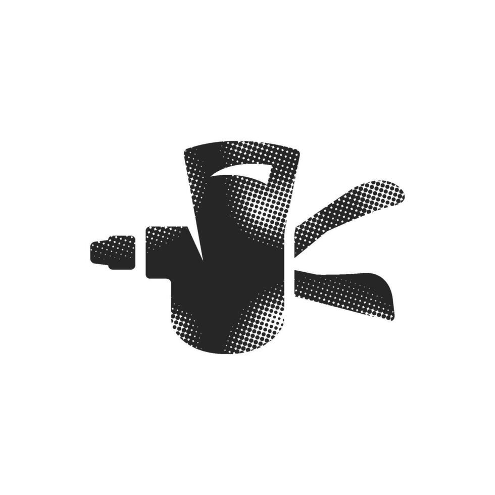 Bicycle shifter icon in halftone style. Black and white monochrome illustration. vector