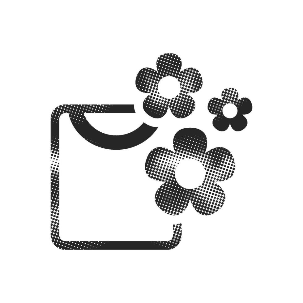 Folded shirt icon in halftone style. Black and white monochrome illustration. vector