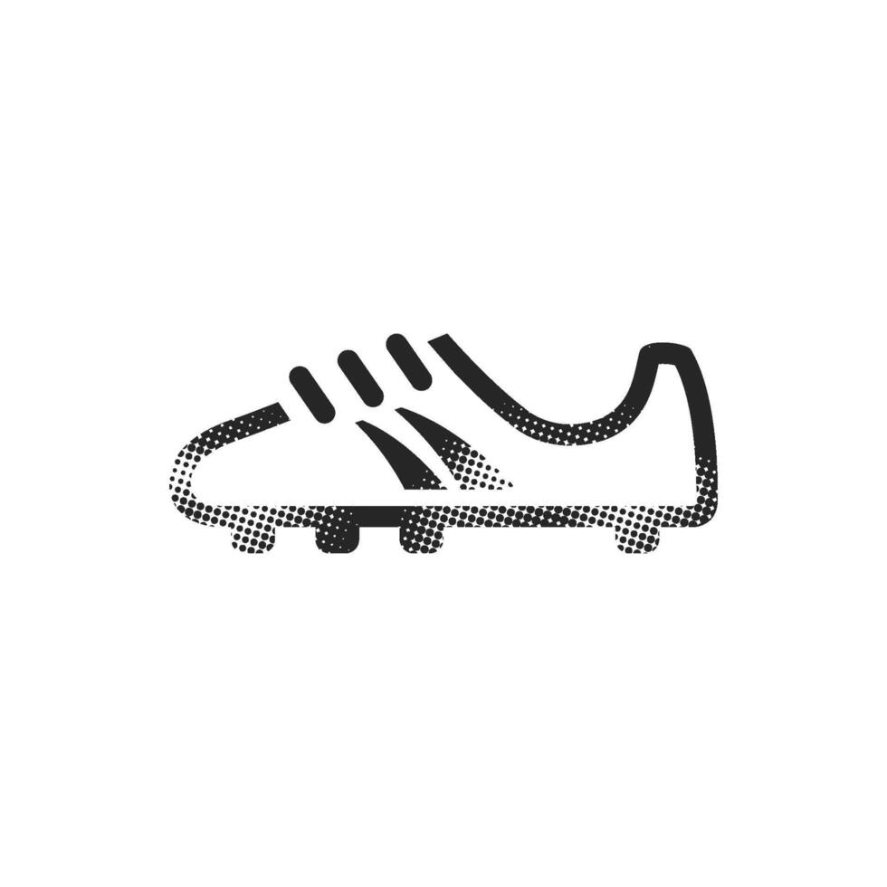 black and white soccer shoe icon in halftone style vector